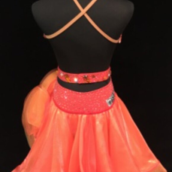 Phoenix Rising - Rhythm Latin Competition Dress - Orange backless w/ Swarovski - Picture 2 of 2